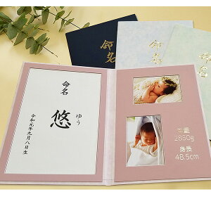 【2019秋冬新デザイン】命名台紙命名紙【名入れサービス】A4命名台紙縦型2面(お名前・出生月日・体重・身長を印刷・刻印します)※クリックポスト配送希望なら送料無料