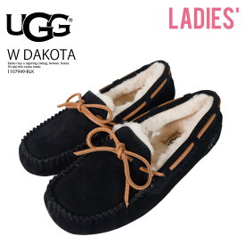 UGG (アグ) W DAKOTA (ウィメンズ ダコタ) レディース モカシン スリッポン デッキ ムートン シューズ 靴 くつ 定番人気 シンプル スエード スウェード ラバーソール タウンユース 普段使い デイリーユース カジュアル BLACK (ブラック) 1107949-BLK dpd