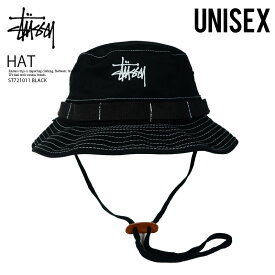 STUSSY ステューシー ハット CONTRAST TOPSTITCH BOONIE コントラスト トップステッチ ブー二ー ユニセックス ロゴ 顎ひも カジュアル ストリート 帽子 メンズ レディース BLACK (ブラック) ST721011 BLACK エンドレストリップ ENDLESS TRIP ypd