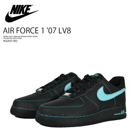 【店内全品ポイント5倍！】NIKE (ナイキ) AIR FORCE 1 '07 LV8 (エア フォース 1 ‘07 LV8) ローカット スニーカー 厚底 ローテク シューズ バッシュ 海外限定 1837風 大人カジュアル ストリート (ブラック/ターコイズブルー) HQ2037-002 HQ2037 002 R0048