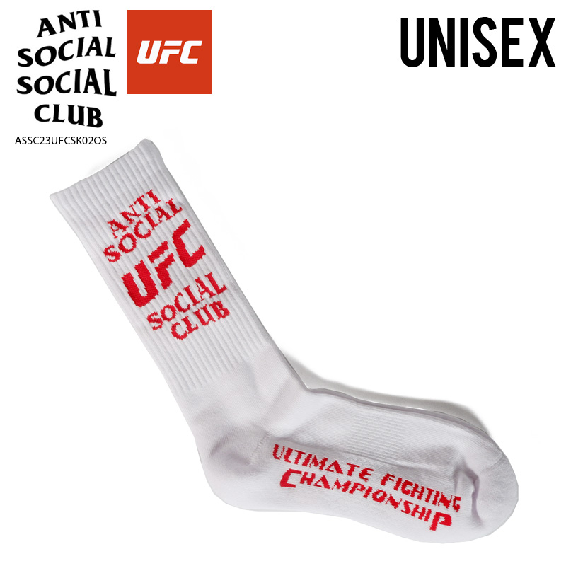 ANTI SOCIAL SOCIAL CLUB/UFC (アンチ ソーシャル ソーシャル クラブ/UFC) ASSC X UFC FOOTWORK  SOCKS (フットワーク ソックス) ユニセックス メンズ 靴下 ロゴ MMA 総合格闘技 普段使い ストリート ヒップホップ スケーター  WHITE 