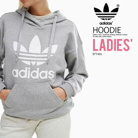 【海外限定!日本未発売!レディース】 adidas (アディダス) TREFOIL HOODIE WOMENS (トレフォイル フーディー) スウェット パーカー プルオーバー ロゴ MEDIUM GREY HEATHER/WHITE (グレー/ホワイト) BP9486 dpd-3