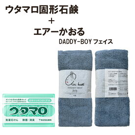 【ポイント10倍】『当店オリジナル 楽天市場限定 セット』ウタマロ 固形石鹸＋エアーかおる DADDY-BOYうたまろ 固形石けん 石鹸 石けんエアーかおる フェイスタオル マウンテンブルー2個(石鹸)＋1枚(フェイスタオル)セット 日本製 【送料無料】