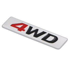 4WD ロゴエンブレム レッド 汎用 SUV クロカンなどに 4×4 4駆 両面テープ ステッカー アクセサリー ドレスアップ カスタムパーツ カスタマイズ 車用品 ドレスアップ 外装パーツ 送料無料