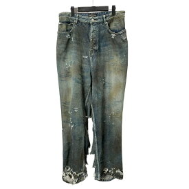 【送料無料】 BALENCIAGA SUPER DESTROYED BAGGY DENIM バレンシアガ スーパーデストロイ加工 バギーデニム インディゴ M 【中古】