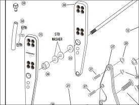 【レース専用】 35.COLLAR LH STEP BASE PLATE[バックステップキット(EF650K26J1)：補修部品] バイク