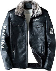 レザージャケット メンズ 革ジャケット 冬用 バイクジャケット 裏ボア ライダースジャケット 長袖 防寒防風保温 アウターコート PU革ジャン フェイクレザー