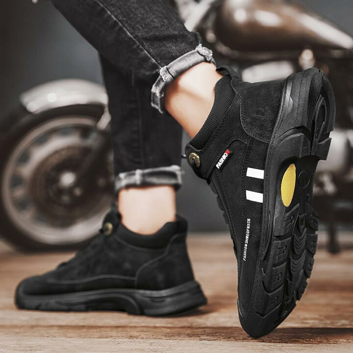 楽天市場】メンズ バイクシューズ 大人用 ライディングブーツ 厚底 
