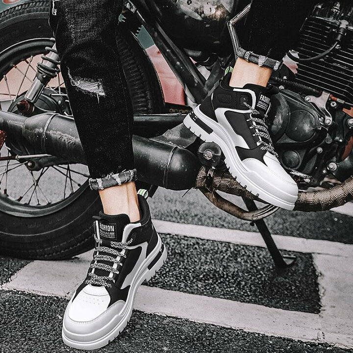 楽天市場】メンズ バイクシューズ 大人用 ライディングブーツ 厚底 