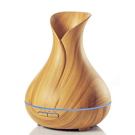 超音波式卓上加湿器 アロマディフューザー 400ml ENERG e's Vase お洒落な木目調インテリア・タイプ 空焚き防止機能、タイマー機能、静音/乾燥、花粉症などの軽減に最適 T11-EN1522