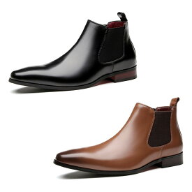 ビジネスシューズ ブーツ メンズ ブーツ サイドゴア 革靴 ブリティッシュスタイル 本革 防水 大きいサイズ 2color 24.5cm-27.5cm