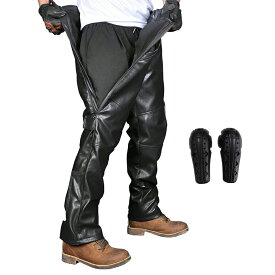 バイク用オーバーパンツ 冬用 バイク用レザーパンツ 防寒 バイクパンツ メンズ ウインターオーバーパンツ 革パンツ ライダースパンツ プロテクター付き 裏ボア 防風防水