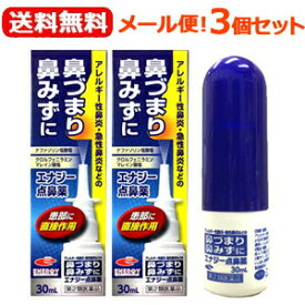 【第2類医薬品】【メール便対応・送料無料・3セット】エナジー点鼻薬　30ml×3個セット　花粉症薬　花粉症 薬　ナファゾリン塩酸塩 点鼻薬 くしゃみ 鼻みず 鼻づまり 急性鼻炎 鼻水 アレルギー性鼻炎 副鼻腔炎 ナザール　スプレー　ジェネリック