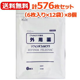 【第2類医薬品】【送料無料！合計576枚！】リフェンダフェルビナク　（6枚×12袋）×8箱入り（株）タカミツ※セルフメディケーション税制対象医薬品