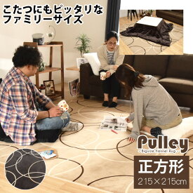 ラグ 洗える 北欧 4.5畳 抗菌 防臭 防ダニ 215×215cm カーペットラグマット サークル柄 すべり止め オールシーズン ホットカーペット対応 フランネル ブラウン ベージュ プーリー 低ホルムアルデヒド こたつ敷き 正方形 2畳 カーペット 2帖