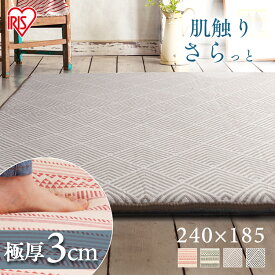 ラグ 厚手 3畳 185×240cm おしゃれ ジャガード生地 極厚 ウレタン 3cm カーペット お手入れ 簡単 ペット ホットカーペット 床暖房 対応 滑り止め付 遮音 オールシーズン ラクッションラグ ACRJ-1824E アイリスオーヤマ *