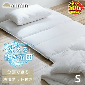 《最大300円offクーポン★暑さ対策フェア》《楽天1位》敷布団 シングル 洗える 洗濯機 丸洗い できる 清潔 折りたたみ コンパクト 収納 軽量 シンプル マットレス不要 通気性 湿気対策 オールシーズン 敷き布団 来客用 アイリスオーヤマ 専用洗濯ネット付き SKF-WB05-SN *