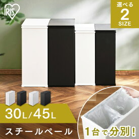 《ポイント5倍★19日10時迄》ゴミ箱 分別 30L 45L おしゃれ 30リットル 45リットル ふた付き スリム コンパクト キッチン スチールペール ごみ箱 ダストボックス 省スペース 見えない 分別 簡単組み立て マグネット 隠せる アイリスオーヤマ STPL-30 STPL-45[SA]