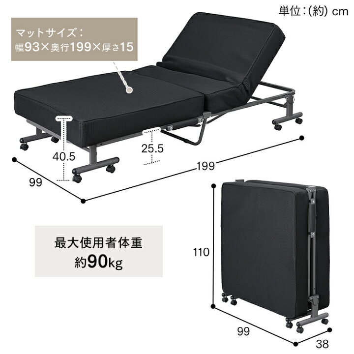楽天市場】折りたたみベッド 完成品 14段階 ポケットコイル 