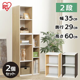 【2個】 収納棚 ラック スリム 幅35cm 奥行29cm 隙間収納 棚 2段 可動棚 キッチン 洗面所 ランドリー リビング 収納 縦横連結 収納ラック 収納ボックス スペース収納 すき間収納 スペースユニット アイリスオーヤマ UB-6035 *