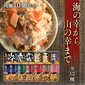 【10個】炊き込みご飯の素 3合 ヤマモリ レトルト 地鶏 山菜 鶏ごぼう きのこ あさり かしわめし しらす 深川めし あごだし 鮭 黒豚 レトルト 炊き込みご飯 釜めしの素 釜めし