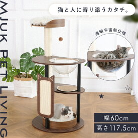 アクリル宇宙船三段タワー マット付 YS133196ペットファニチャー 木製 据え置き スリム 猫 ねこ おしゃれ キャットタワー KIRA