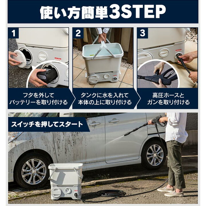 楽天市場】[400円OFFクーポン有/新生活ﾌｪｱ]高圧洗浄機 コードレス 充電 