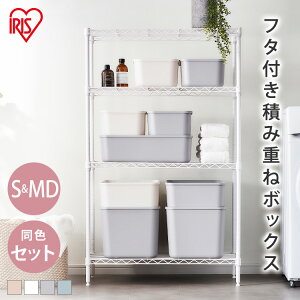 【Sサイズ・M深型(MD)サイズ各2個セット】収納ボックス フタ付き プラスチック 北欧 幅30 収納ケース 小物 収納 ボックス フタ付き積み重ねBOX FTB29 FTB45Dスタッキングボックス 整理 スタッキン