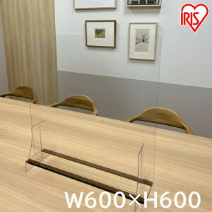 デスクスクリーン 60×60cm パーテーション 600 600 600×600 間仕切り 仕切り板 卓上 デスク 衝立 パネル 透明 クリア デスクスクリーン ウイルス対策 飛沫防止 オフィス 学校 飲食店 アイリスオー