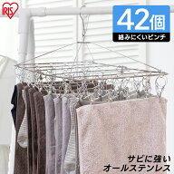 ピンチハンガー ステンレス アイリスオーヤマ 42ピンチ オールステンレス 丈夫 サビにくい 絡まりにくい …