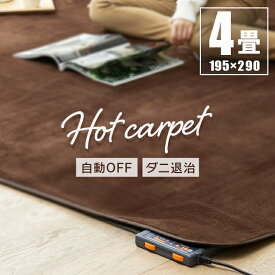 ホットカーペット 4畳 本体 195×290 長方形 電気カーペット ホットマット 電気マット 速暖 暖房 面積切替 温度調節 切忘れタイマー 簡単 操作 ダニ対策 足元暖房 床暖房 暖房器具 折りたたみ テクノス TEKNOS TWA-4000B *