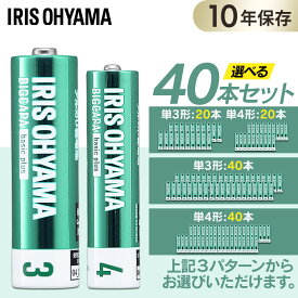 【選べるセット】乾電池 送料無料 単4 単3 アルカリ乾電池 40本セット アルカリ乾電池 単3形 単三 単三形 電池 バッテリー まとめ買い 防災用品 非常用 アイリスオーヤマ【メール便】