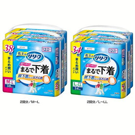 [100円OFFクーポン/くらしにプラス] 花王 大人用おむつ 介護 【2個セット】リリーフパンツタイプまるで下着 Kao リリーフ 紙オムツ 尿取りパット 介護パンツ 失禁用パッド 超うす型 強力消臭 2回分 M〜L／L〜LL