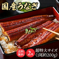 ★最大5,000円OFFクーポン/家電まつり★【2尾】特大鰻（約200g/尾） うなぎ かば焼き 鰻蒲焼 冷凍 400g …