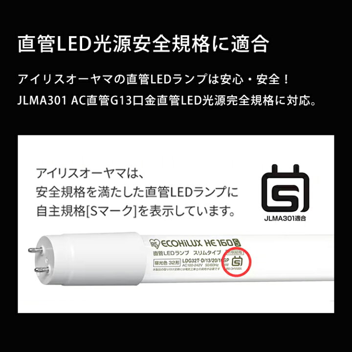 楽天市場】直管LEDランプ ECOHiLUX HE190S (片側給電) LDG20T・N/6/10 