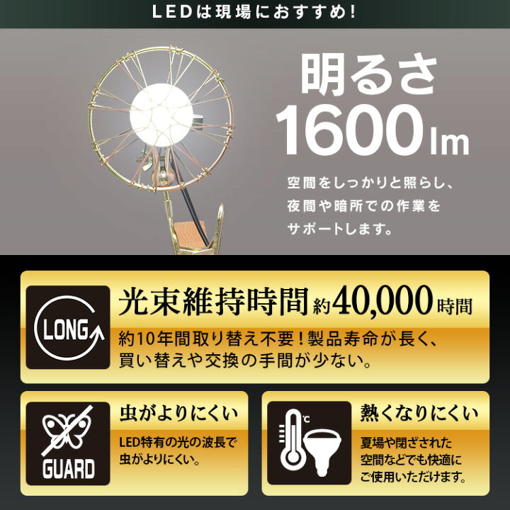 楽天市場】クリップライト led 作業灯 1600lm 照明 業務用 オフィス 