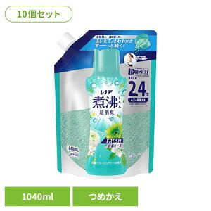 【10個セット】レノア 煮沸レベル 消臭抗菌ビーズ みずみずしく香るフレッシュグリーンの香りつめかえ用 特大 柔軟剤 香りづけ専用剤 柔軟仕上げ剤 消臭 フレグランス レノア 詰替え フレ