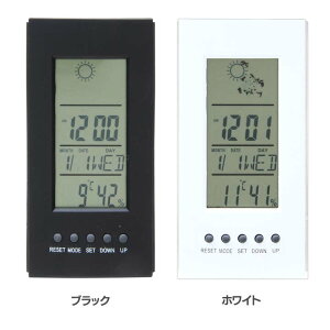ミニ置時計 デジタル 多機能付き 99067・99068置き時計 デジタル 実用性 おしゃれ オシャレ 実用的 機能的 シンプル 四角 湿度計 温度計 カレンダー付き アラーム クロック 天気表示 不二貿易 