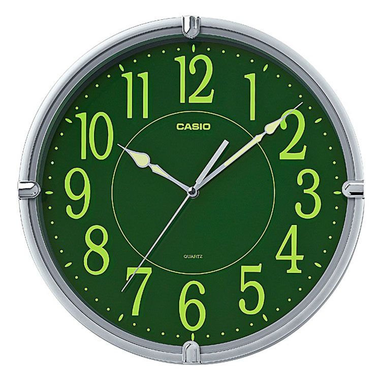 壁掛け時計 見やすい 視認性 インテリア トラスト オフィス おしゃれ ギフト プレゼント 銀 緑 アナログ IQ-56SA-8JF壁掛け時計 即納 掛け時計 D B シルバーグリーン CASIO 集光文字盤 カシオ 非電波