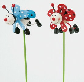 【全商品ポイントキャンペーン中】S8285-2697　木製風車ピック　3Pセット/ガーデニング/オブジェ/風車/てんとう虫