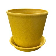 もみっくポット6号イエローと受け皿のセット（直径18cm、高さ16.2cm、容量2.2L）