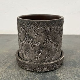 ジュリア：濃グレイM（直径10cm）・受け皿付