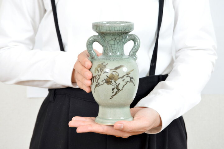 楽天市場】大堀相馬焼 松永窯 耳付き花瓶(小) 約8cm×約18.5cm 陶器 