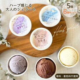 THE VERY HERB 心と体にやさしいハーブジェラート 5種6個セット ラベンダー カカオ ジャスミン カモミール ストロベリー 上品 美味しい 大人 スイーツ 香料着色料不使用 自然由来 ジェラート アイスクリーム 母の日 誕生日 出産 祝い プレゼント ギフト 詰め合わせ