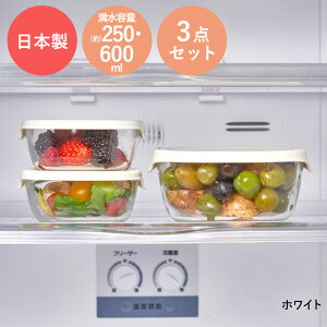耐熱ガラス製保存容器 3個セット HARIO 日本製 | ガラス ハリオ コンテナ 正方形 四角 フタ付き 電子レンジ オーブン 食洗器 食器洗い 対応 食器になる 透明 中身が見える hario 料理 白 赤 250ml 60