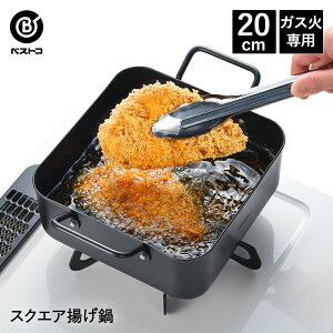 揚げクック スクエア揚げ鍋 20cm | 揚げ鍋 揚げ物 鍋 ミニ コンパクト なべ スクエア ガス火 調理器具 揚げ物鍋 天ぷら鍋 てんぷら鍋 天ぷらなべ 唐揚げ 串カツ とんかつ 油鍋 チキン フライ鍋