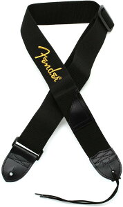 �t�F���_�[ Fender 2�h Black Poly Strap Yellow Fender Logo �M�^�[�X�g���b�v