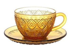 _g(Dulton) H OXJbv\[T[ tBI[ Ao[ 160ml GLASS CUP  SAUCER ffFIOREff AMBER A615-818BR