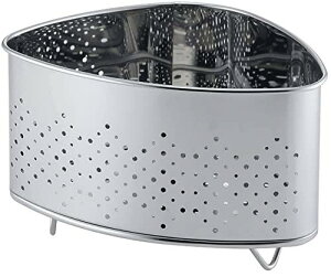 下村企販 通気性のいい 三角コーナー 【日本製】 抗菌 水はけが良い 生ごみ入れ シンク用 においがこもりにくい 脚付き シルバー ステンレス 燕三条 41778