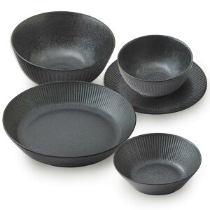 アイリスオーヤマ(IRIS OHYAMA) 食器セット一人暮らし 5点セット ブラック 食洗機 電子レンジ対応 MNW-5S